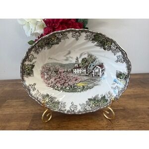 Vintage Johnson Bros Friendly Village Village Green Serving Bowl England‎ Oval